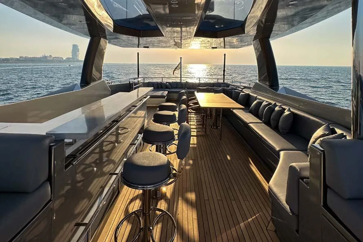 Deck bar on a luxury yacht charter Dubai